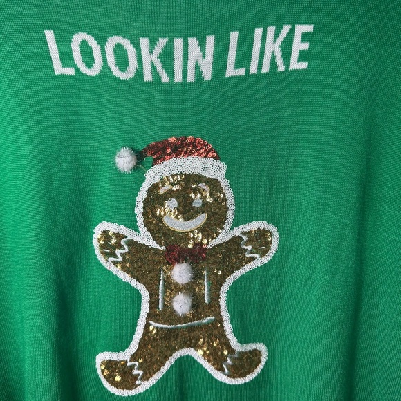 Tipsy Elves Ugly Christmas Sweater Women’s Green Looking Like A Snack XXL NWT - Picture 4 of 8